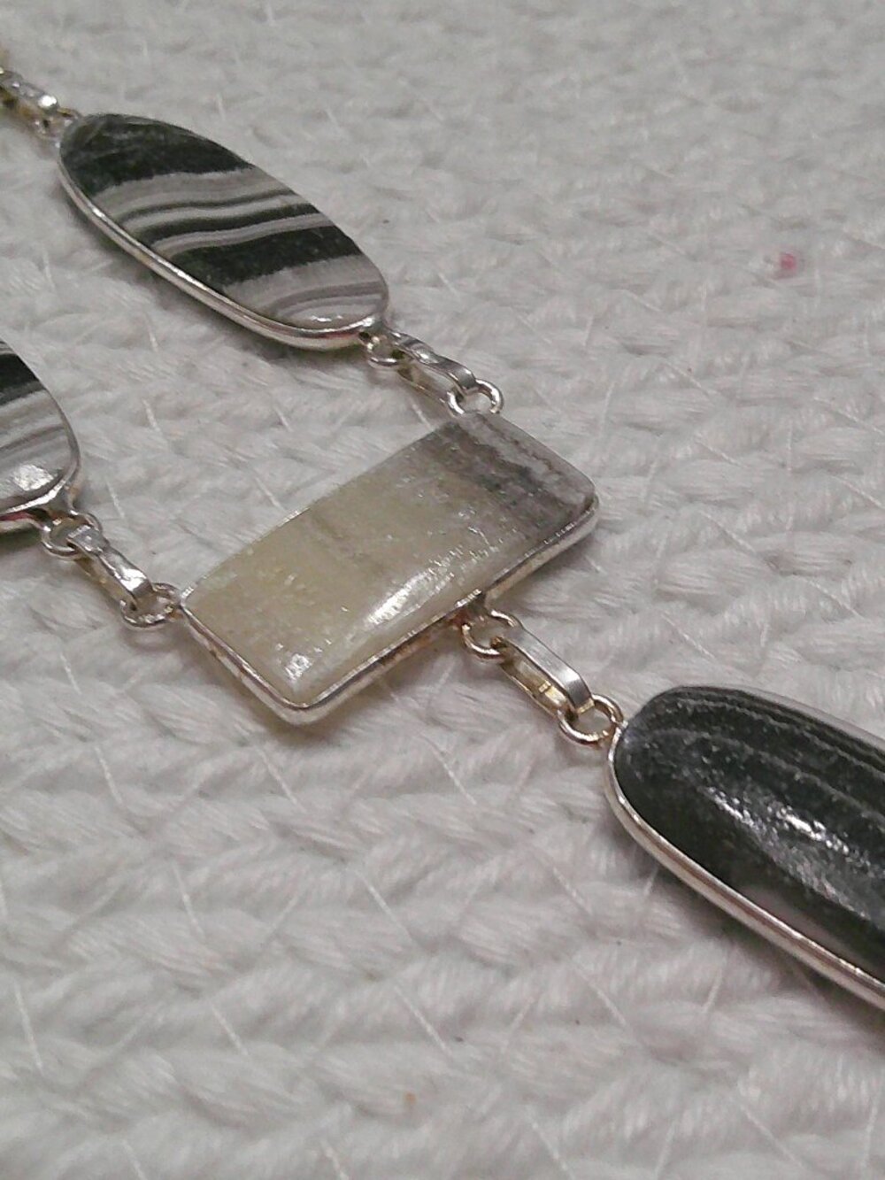 Gorgeous BLACK RHODOCHROSITE Handmade Sterling 925 Necklace #12F